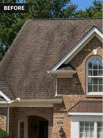 Worn shingles before replacement